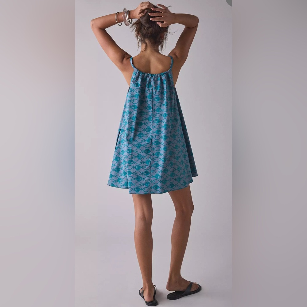 BDG Teal Patterned Asymmetrical Mini Dress - Picture 2 of 4